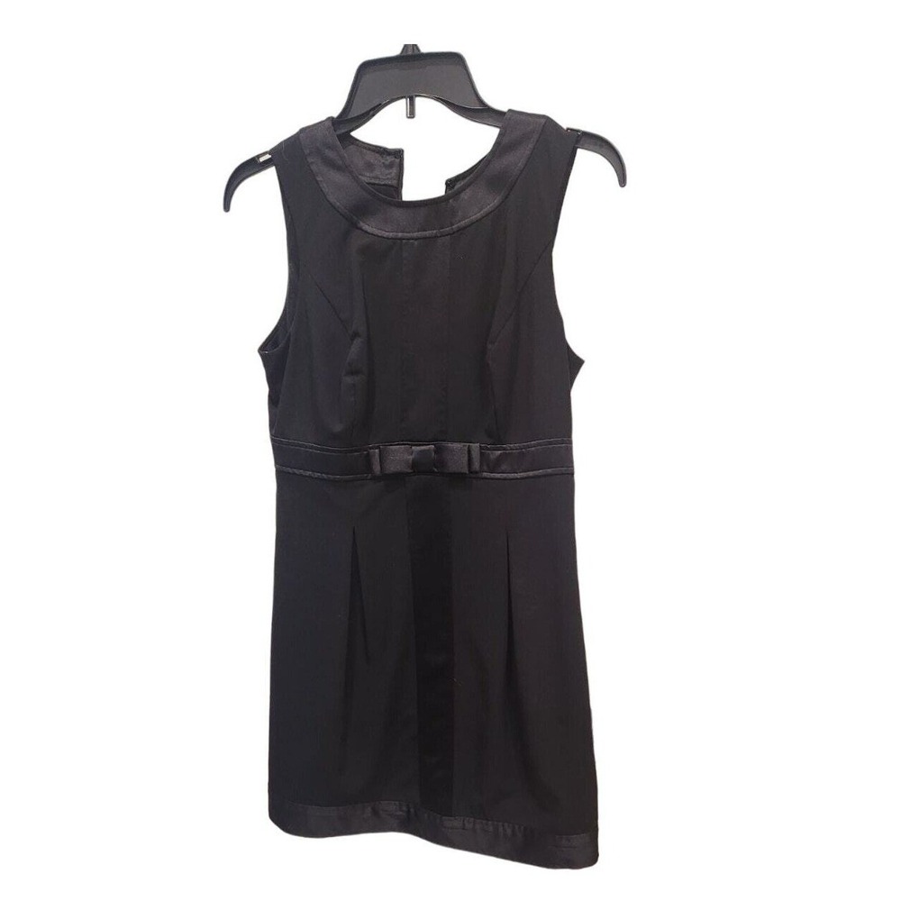OC by OC Black Sleeveless Satin Trim Bow Shift Dress Size 4 Cocktail Party